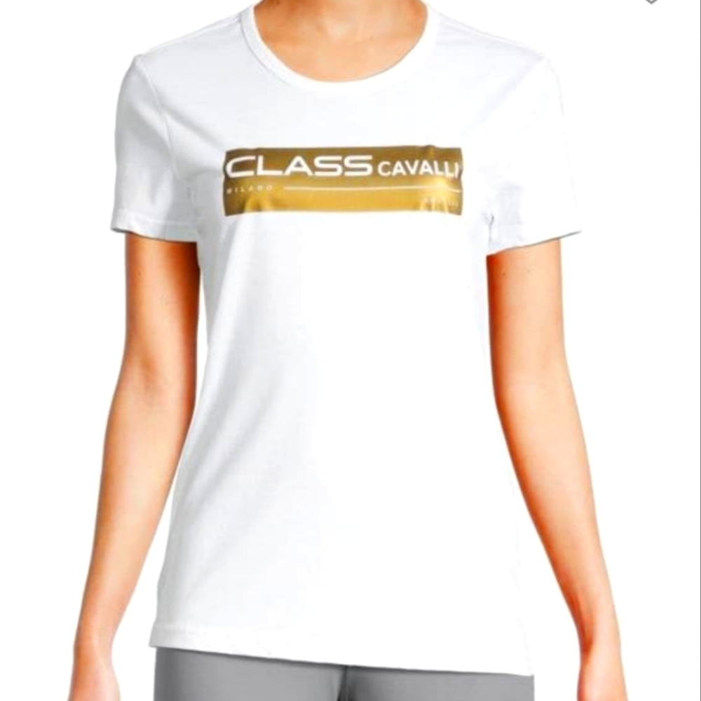 NWT Cavalli Class by Roberto Cavalli Metalic Logo T- Shirt by Roberto Cavalli